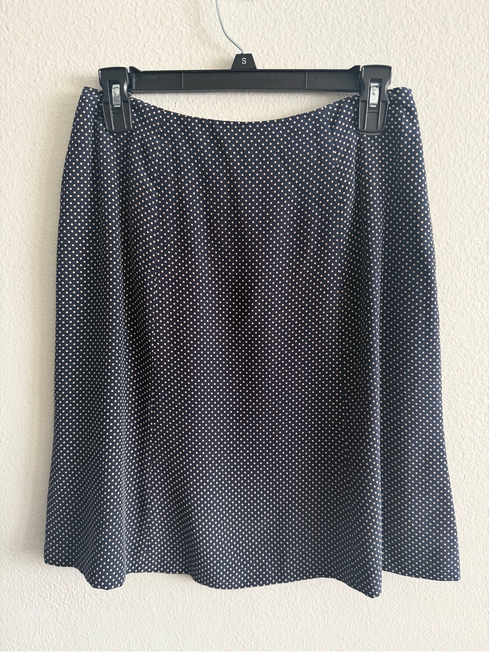 Talbots 100% Silk Deep Navy and Cream Polka Dot A-Line Skirt Size 6 Vintage Y2K